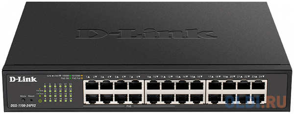 D-Link DGS-1100-24PV2/A3A, L2 Smart Switch with 24 10/100/1000Base-T ports (12 PoE ports 802.3af/802.3at (30 W), PoE Budget 100 W). 8K Mac address, 80 4346479788