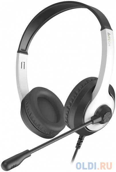 Наушники с микрофоном A4Tech Fstyler FH100U белый/черный 2м накладные USB оголовье (FH100U) 4346480906