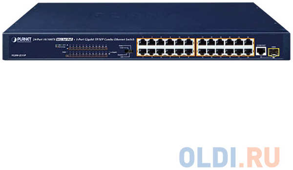 Коммутатор/ PLANET FGSW-2511P 24-Port 10/100TX 802.3at PoE + 1-Port Gigabit TP/SFP combo Ethernet Switch (190W PoE Budget, Standard/VLAN/QoS/Extend mo 4346483907