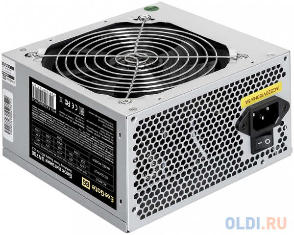 Блок питания 700W ExeGate UN700 (ATX, PC, 12cm fan, 24pin, 4pin, PCIe, 3xSATA, 2xIDE, FDD, кабель 220V в комплекте) 4346484124