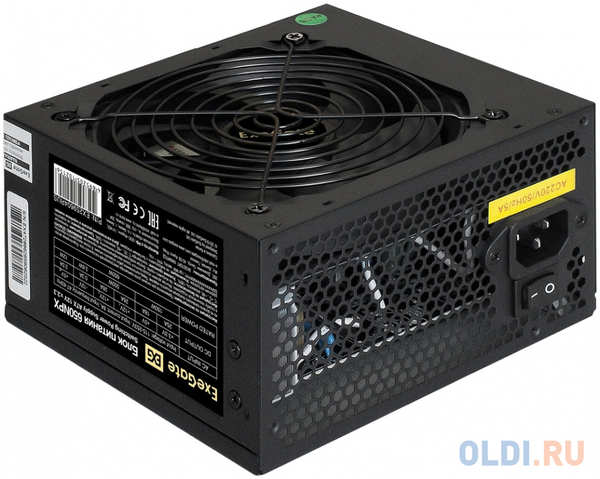 Блок питания 650W ExeGate 650NPX (ATX, SC, 12cm fan, 24pin, 4pin, PCIe, 3xSATA, 2xIDE, FDD, кабель 220V с защитой от выдергивания)