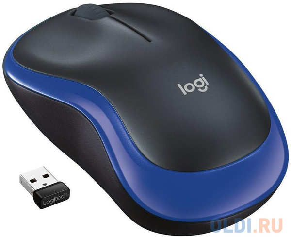 Мышь беспроводная Logitech M185 чёрный синий USB + радиоканал 910-002236 4346488985