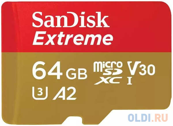 Флеш карта microSD 64GB SanDisk microSDXC Class 10 UHS-I A1 C10 V30 U3 Extreme 170MB/s 4346489306