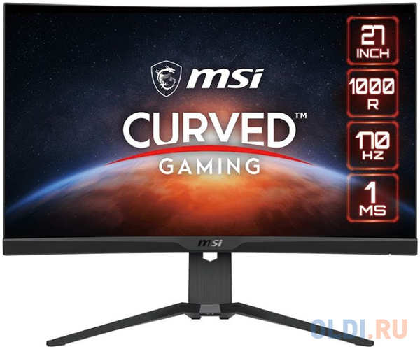 Монитор MSI 27 G272CQP VA LED 1ms 16:9 HDMI матовая HAS 300cd 178гр/178гр 2560x1440 170Hz FreeSync Premium DP 2K 6.01кг