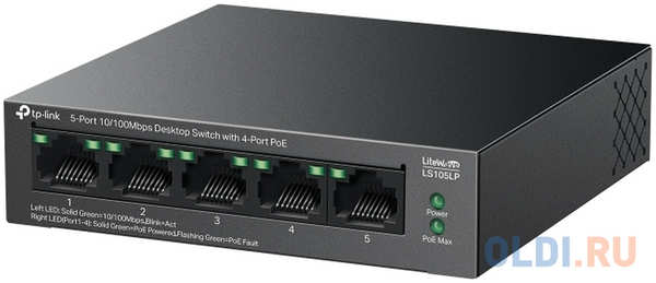 Коммутатор TP-Link LS105LP 5x100Мбит/с 4PoE 41W неуправляемый