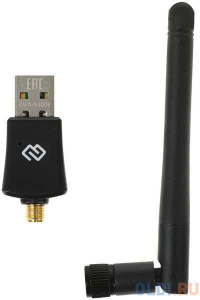Сетевой адаптер Wi-Fi Digma DWA-N300E N300 USB 2.0 (ант.внеш.съем) 1ант. (упак.:1шт) 4346493536