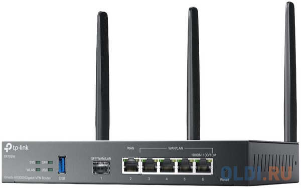 TP-Link ER706W, VPN-маршрутизатор Omada с гигабитными портами и поддержкой Wi-Fi AX3000, 1 гиг. SFP WAN/LAN, 1 гиг. RJ45 WAN, 4 гиг. RJ45 WAN/LAN, USB 4346493974