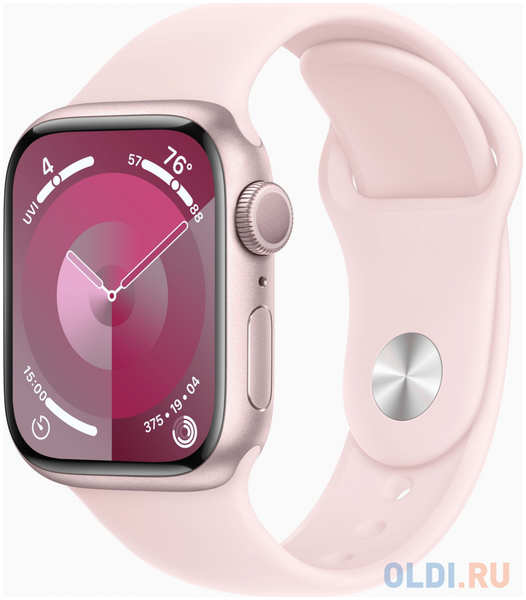 Смарт-часы Apple Watch Series 9 A2978 41мм OLED корп. Sport Band рем. разм.брасл.:150-200мм (MR943LL/A)
