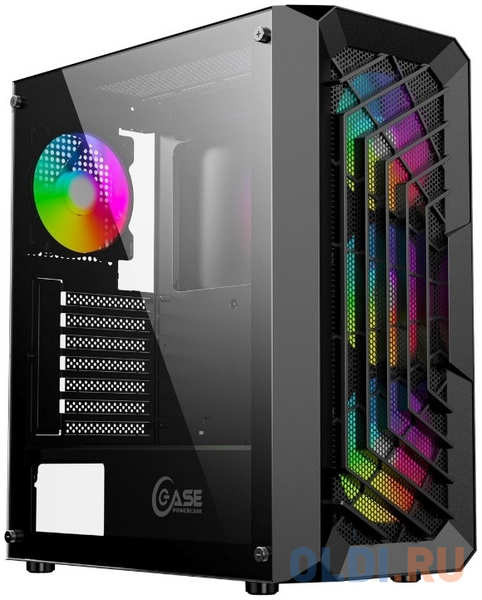 Powercase Mistral C4B, Tempered Glass, 4x 120mm 5-color fan, чёрный, ATX (CMICB-L4) 4346495913