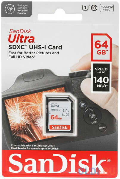 Карта памяти SD XC 64Gb SanDisk SDSDUNB-064G-GN6IN 4346496284