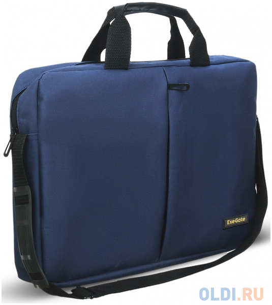 Сумка ExeGate Office F1590 Dark-Blue, синяя, полиэстер, для ноутбуков до 15.6″