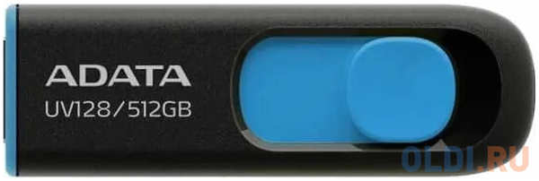 ADATA 512GB USB 3.2 Gen1 AUV128-512G-RBE Black/Blue, Performance (Max.): Up to 100MB/s read 4346498246