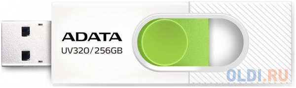 ADATA Флеш накопитель 256GB A-DATA UV320, USB 3.2, белый/зеленый 4346498275