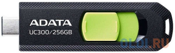 ADATA Флеш накопитель 256GB A-DATA UC300, USB 3.2/TypeC, черный/зеленый 4346498279
