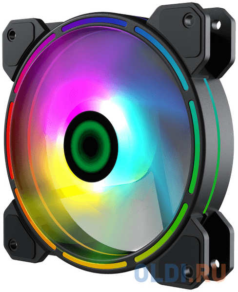 Кулер для корпуса ПК/ Gamemax FN-12Rainbow-D, 12CM ARGB Rainbow Fan, Dual rings+centre ARGB LEDs, 3pin+4Pin connector 4346499063