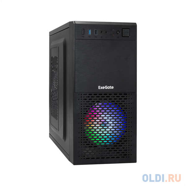 Корпус Minitower ExeGate mEVO-7807-XP600 (mATX, БП XP600 с вент. 12см, 1*USB+1*USB3.0, 1 вент. 12см с RGB подсветкой)