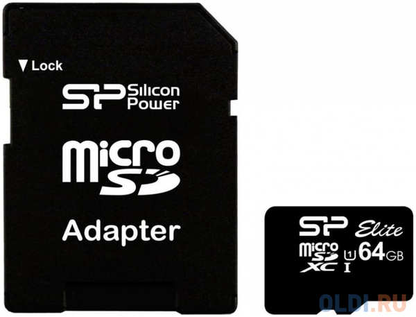 Карта памяти MicroSDXC 64GB Silicon Power Elite UHS-I U1 + SD Adapter (SP064GBSTXBU1V10-SP) 434664442
