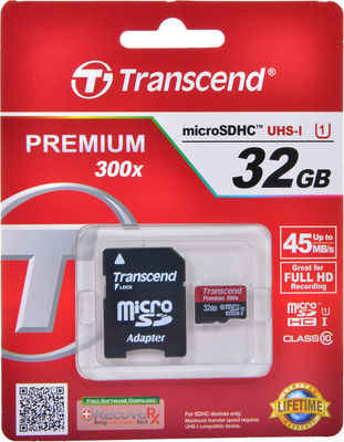 Карта памяти MicroSDHC 32GB Transcend UHS-I U1 + SD Adapter (TS32GUSDU1) 434666480
