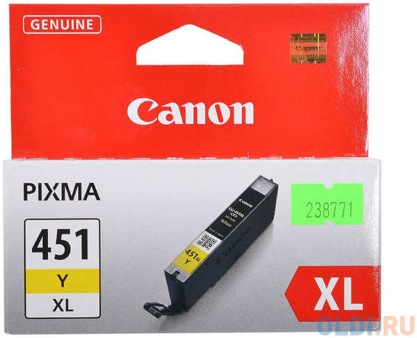 Картридж Canon CLI-451Y XL для PIXMA iP7240 MG6340 MG5440 повышенной емкости