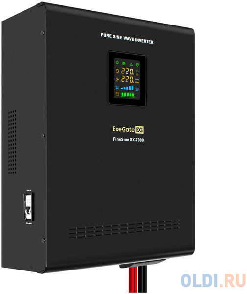ИБП (инвертор, синус, для котла, настенный) ExeGate FineSine SX-7000.LCD.AVR.2SH.T<7000VA/5000W, чистая синусоида, цветной LCD-дисплей, AVR, 2*Sch