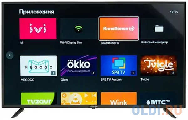 Prestigio LED LCD TV 50″(3840x2160) VA LED, 250cd/m2, USB, HDMI, RCA, CI slot, Optical, Media player, Android 9, MT9632, Smart 1.5+8Gb, DVB-T2/T