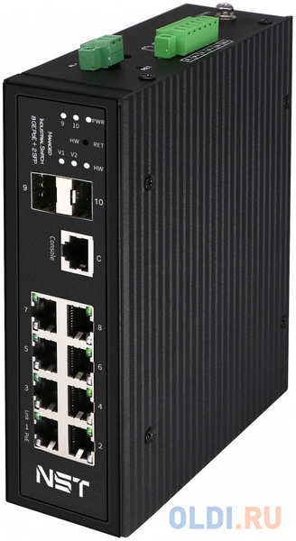 NST Промышленный управляемый (L2+) HiPoE коммутатор Gigabit Ethernet на 8GE PoE + 2 GE SFP порта с функцией мониторинга температуры/ влажности/ напряжения 4346843965
