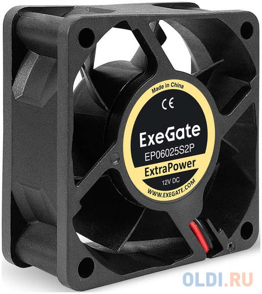 Вентилятор 12В DC ExeGate ExtraPower EP06025S2P (60x60x25 мм, Sleeve bearing (подшипник скольжения), 2pin, 4500RPM, 31dBA) 4346849523