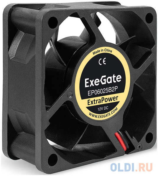 Вентилятор 12В DC ExeGate ExtraPower EP06025B2P (60x60x25 мм, 2-Ball (двойной шарикоподшипник), 2pin, 4500RPM, 31dBA) 4346849529