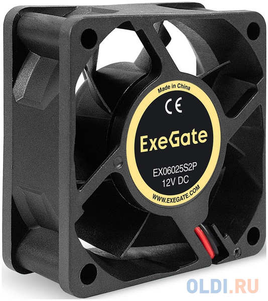 Вентилятор 12В DC ExeGate EX06025S2P (60x60x25 мм, Sleeve bearing (подшипник скольжения), 2pin, 3500RPM, 24dBA) 4346849575