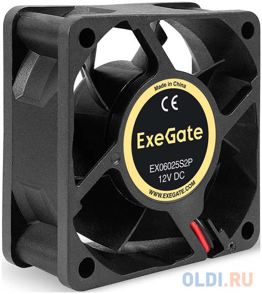 Вентилятор 12В DC ExeGate EX06025S2P (60x60x25 мм, Sleeve bearing (подшипник скольжения), 2pin, 3500RPM, 24dBA)