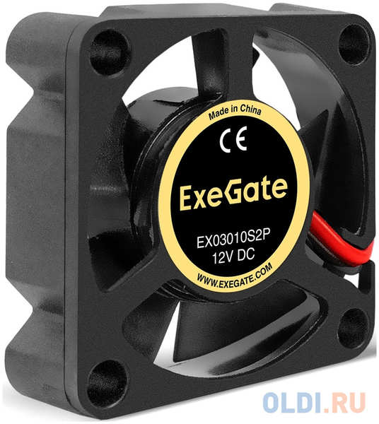 Вентилятор 12В DC ExeGate EX03010S2P (30x30x10 мм, Sleeve bearing (подшипник скольжения), 2pin, 10000RPM, 28,5dBA) 4346849576