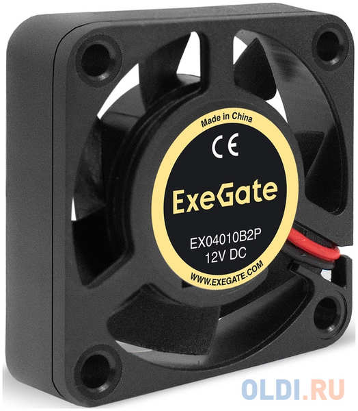 Вентилятор 12В DC ExeGate EX04010B2P (40x40x10 мм, 2-Ball (двойной шарикоподшипник), 2pin, 5500RPM, 26dBA)