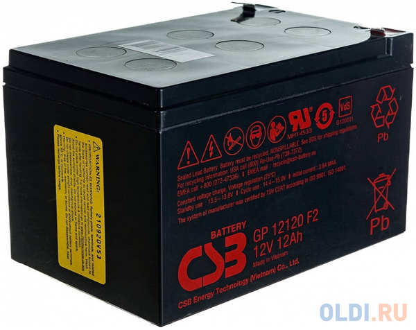 Delta Battery Аккумуляторная батарея REVOLTER GP 121212В, емкость 12Ач, клемма F2 (151х98х95мм (96мм); Срок службы 5лет; Гарантия 1г) 4346862231