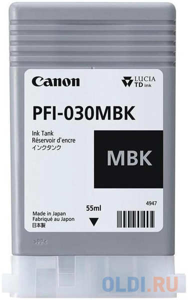 Картридж струйный Canon PFI-030MBK 3488C001АА черный матовый (55мл) для Canon imagePROGRAF TA-20, TA-30, TM-240, TM-340 4346865202