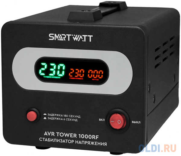 Напольный стабилизатор напряжения SMARTWATT AVR TOWER 1000RF (140W - 260W, 1000VA, 1 кВт, 50-60 Гц, розеток - 1, LED-дис