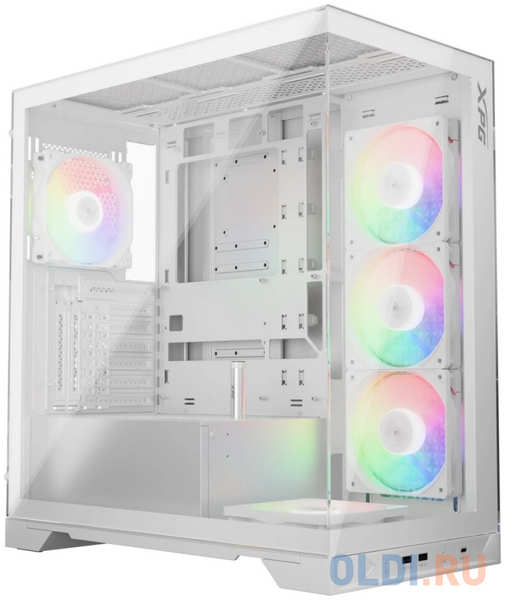 ADATA Корпус XPG INVADER X (INVADERXMT-WHCWW) Mid-Tower Gaming ATX PC Case with Panoramic View, Tempered Glass Panels, and RGB Lighting