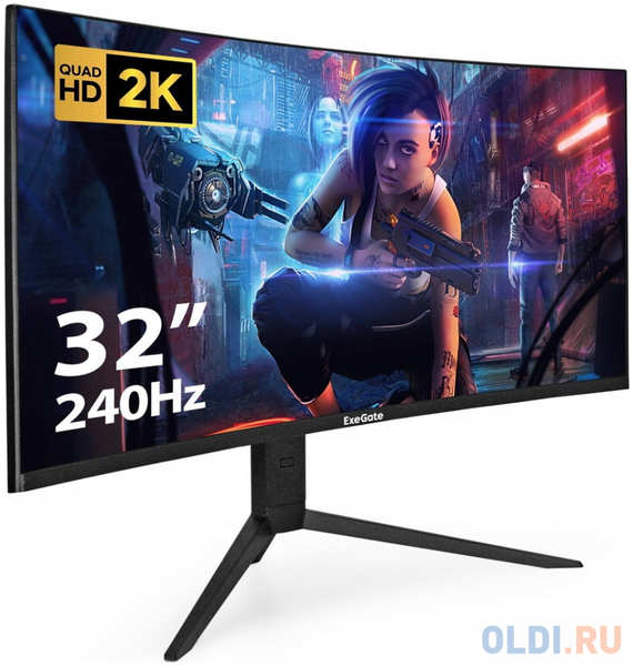 Монитор изогнутый игровой 240 Гц 32″ ExeGate Combat EC3207TA (VA Curved R1500 LED Grade A+, 2K, 2560x1440@240Гц (WQHD), 300cd/m2, 3000:1, 178°/17 4346871782