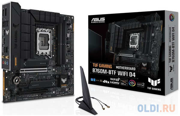 ASUS TUF GAMING B760M-BTF WIFI, LGA1700, B760, 4*DDR5, 4*SATA, 3*M.2, 5*USB 3.2, 4*USB 2.0, Type-C, 2*PCIx16, 1*PCIx1, DP+HDMI, mATX; 90MB1G50-M0EAY0