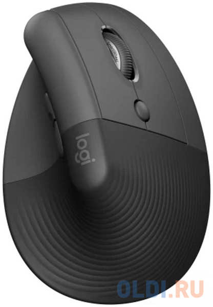 Мышь Logitech Lift графитовый оптическая (4000dpi) silent беспроводная BT/Radio USB для ноутбука (5but)