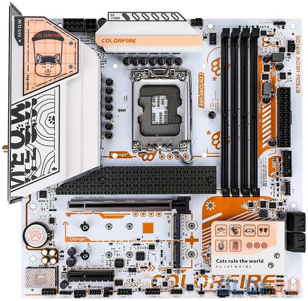 Материнская плата Colorful COLORFIRE B760M-MEOW WIFI D5 ORANGE Z760 LGA1700 4xDDR5 1xPCIEx16 1xPCIEx4 3xM.2 2xTypeC 3xUSB3.2Gen1 5xUSB2.0 4xSATA3.0 2 4346872778