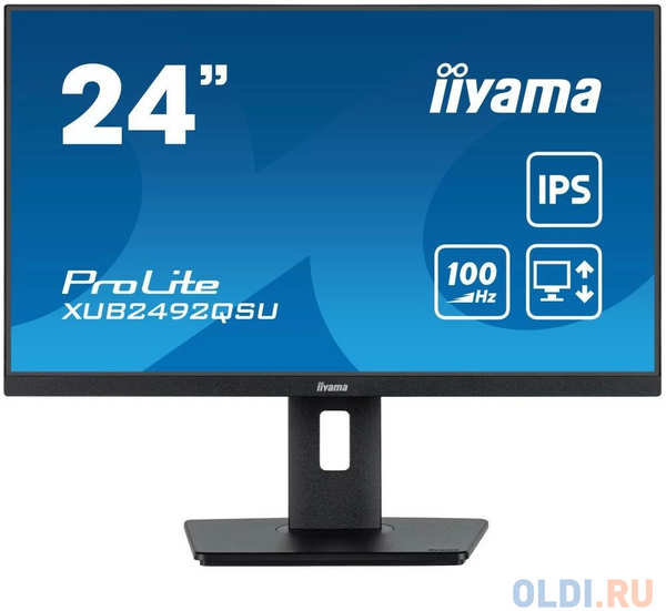 LCD Iiyama 23.8'' XUB2492QSU-B1 {IPS 2560x1440 100Hz 0.5ms 178/178 300cd 1000:1 8bit HDMI2.0 DisplayPort1.2 3xUSB3.2 USB-C(PD 15W) HAS Pivot