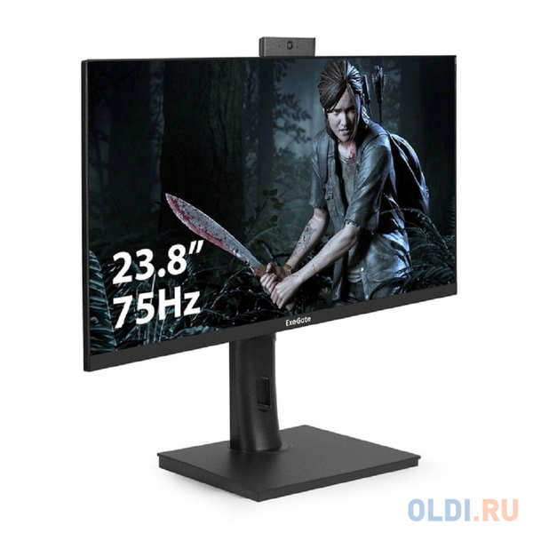 Монитор со встроенной веб-камерой и аудио 23.8″ ExeGate SuperView EV2407TA (IPS LED Grade A+, FHD, 1920x1080@75Гц, 16:9, 250cd/m2, 1000:1, 178°/1