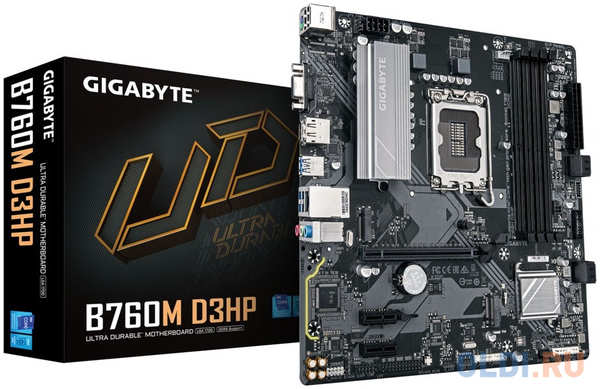 Материнская плата Gigabyte B760M D3HP Soc-1700 Intel B760 4xDDR5 mATX AC`97 8ch(7.1) GbLAN RAID+VGA+HDMI+DP 4346877342