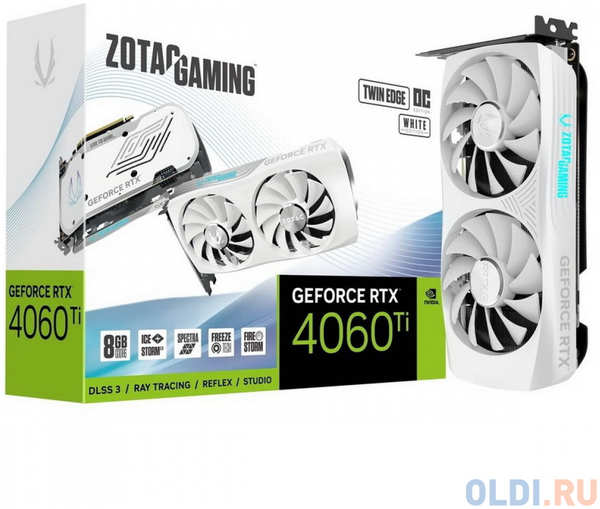 Видеокарта Zotac RTX4060Ti 8GB TWIN EDGE OC WHITE ED GDDR6 128bit 3xDP HDMI 2FAN Medium Pack 4346878432