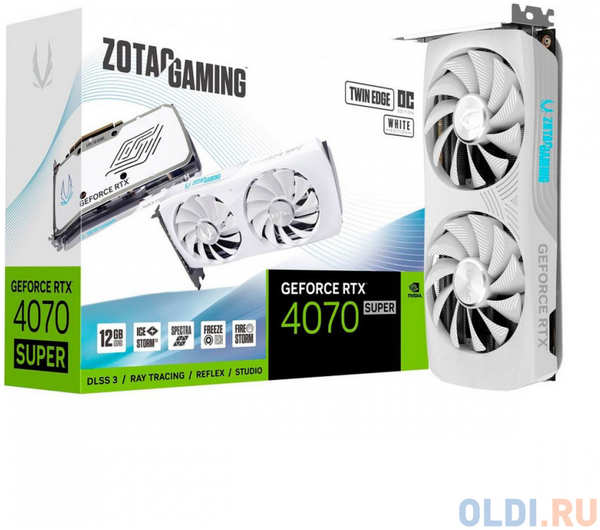 Видеокарта Zotac RTX4070 SUPER ТWIN EDGE ОС WHITE ED 12GB GDDR6X 192bit 3xDP HDMI 2FAN Medium Pack 4346878454