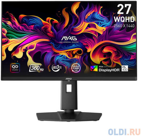 Монитор MSI 26.5″ Mag 271QPX QD-OLED черный QD OLED LED 16:9 HDMI M/M матовая HAS Piv 1500000:1 250cd 178гр/178гр 2560x1440 360Hz DP 2K USB 8кг 4346878576