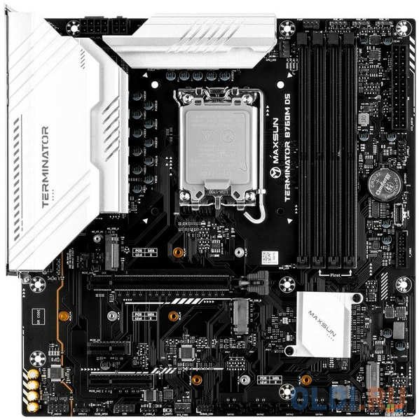 Материнская плата MAXSUN MS-Terminator B760M D5 WiFi, LGA1700, B760, 4*DDR5, 4*SATA3, 3*M.2, 2*USB 3.2, 6*USB 2.0, 1*PCIEx16, 1*PCIEx1, HDMI+DP, mATX