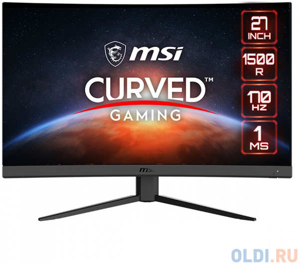 Монитор 27″ MSI G27CQ4 E2 (VA, 2560x1440, HDMI+HDMI+DP, 1 ms, 178°/178°, 250 cd/m, 3000:1 (100M:1), 170Hz, Curved)