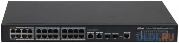 DAHUA 24-портовый гигабитный управляемый коммутатор с PoE, уровень L2 Порты: 24 RJ45 10/100/1000Мбит/с; IEEE802.3af/IEEE802.3at/Hi-PoE/IEEE802.3bt, 2 4346884627