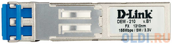 Модуль D-Link DEM-210/10/B1A (10шт. в коробке) Модуль SFP с 1 портом 100Base-FX для одномодового оптического кабеля, питание 3,3В (до 15 км)